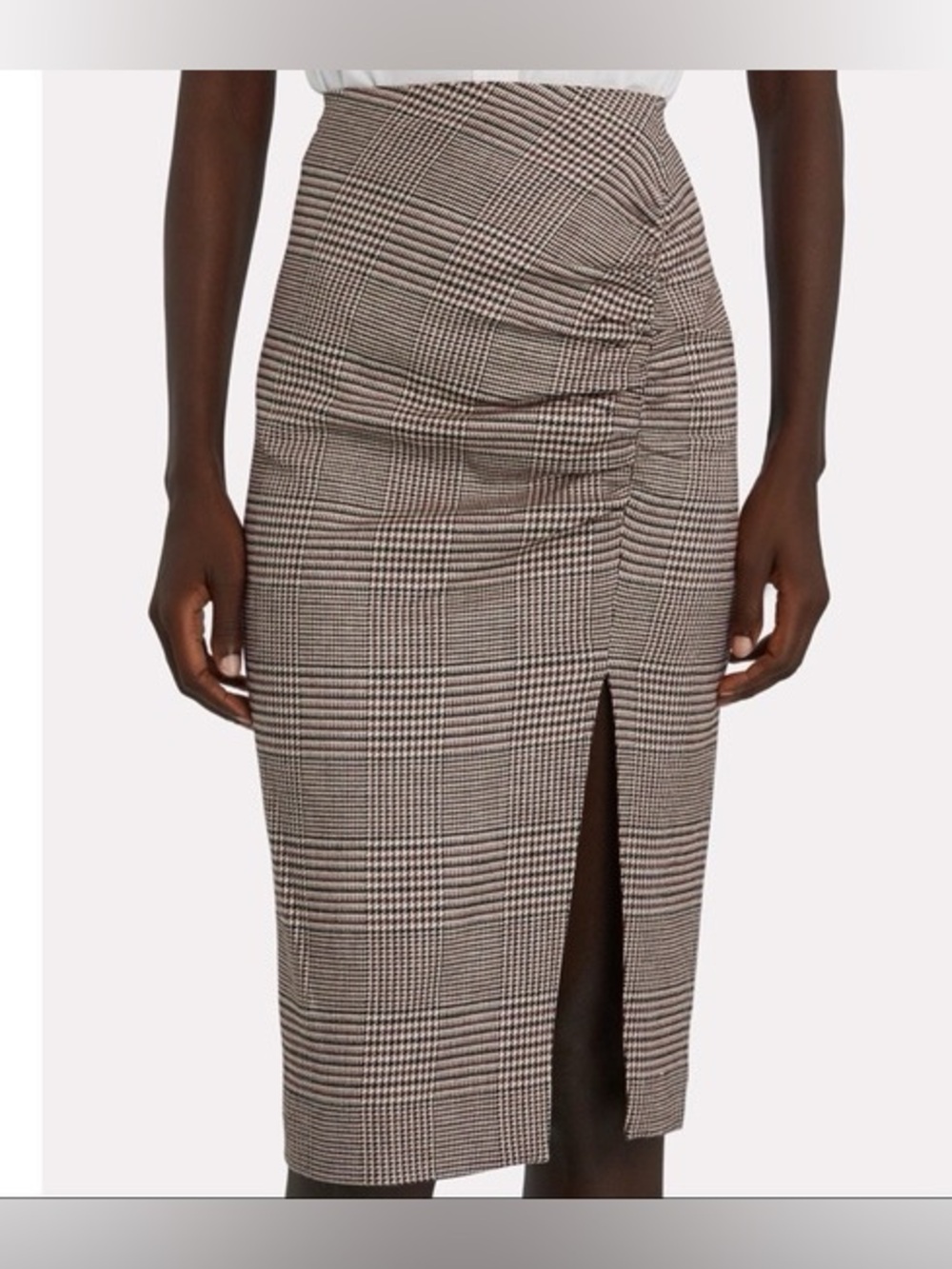 Veronica Beard Tamic Plaid Ruched Skirt